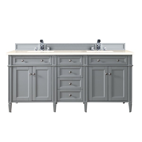 James Martin Vanities Brittany 72in Double Vanity, Urban Gray w/ 3 CM Eternal Marfil Quartz Top 650-V72-UGR-3EMR - main